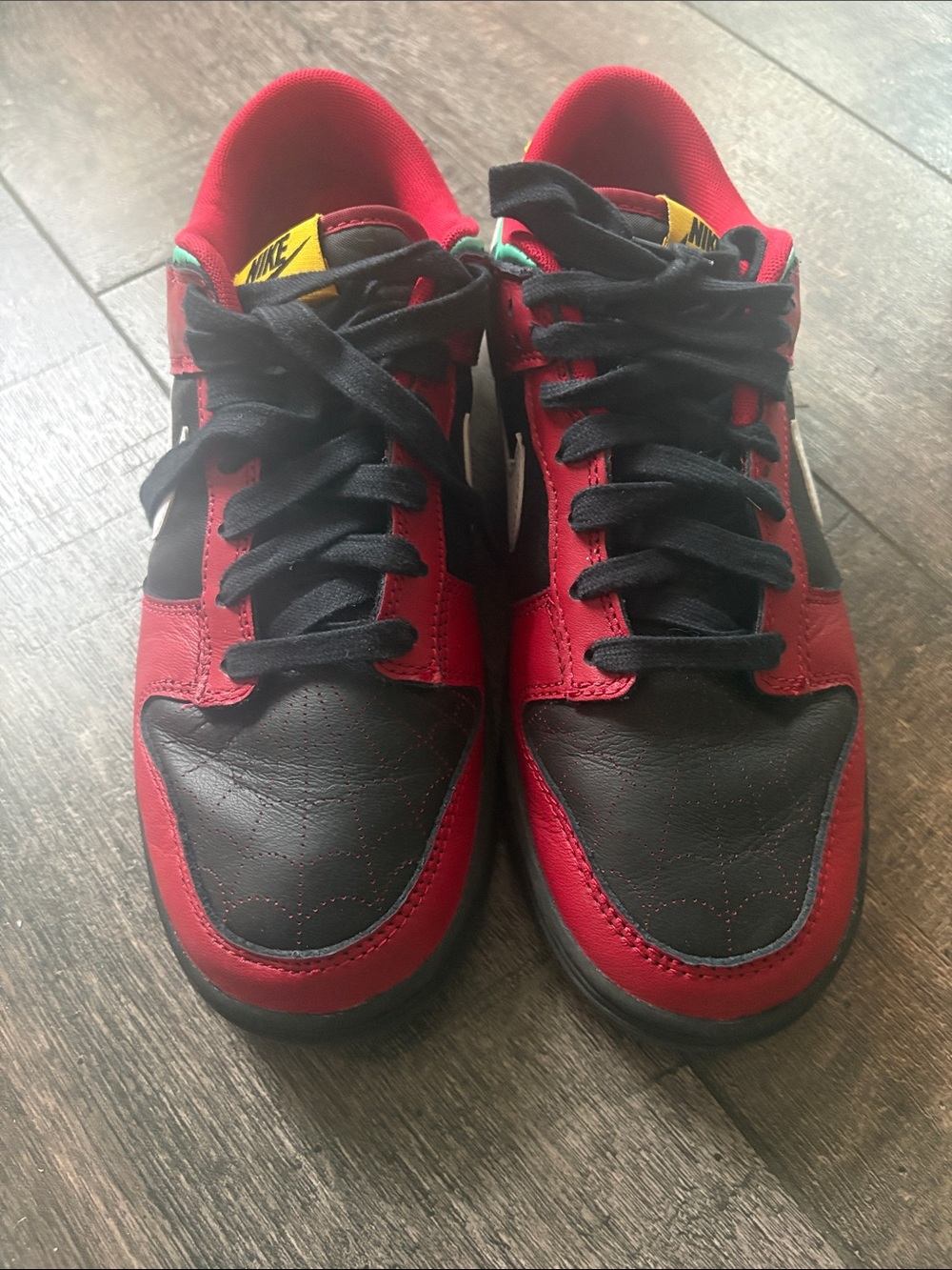 Nike Black and Red Low-Top Sneakers with Yellow Tongue Accent limited edition
